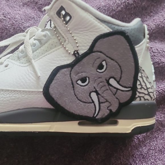 Hide And Seek Jordan 3 White and Gray Sneakers with Elephant Pattern